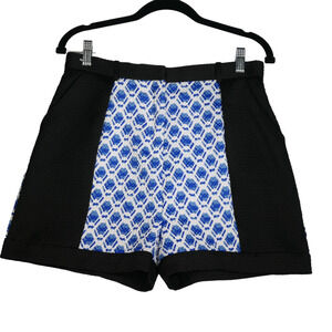 Peter Pilotto Target Shorts Women Size 8 Blue Black Quilted High Rise Pockets